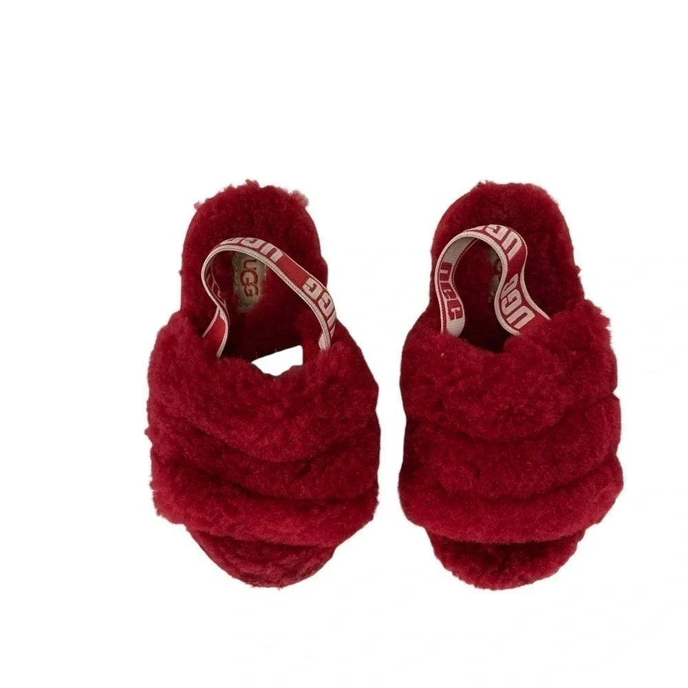 UGG Fluff Yeah Slide Sandal Toddler Ribbon‎ Red 10
